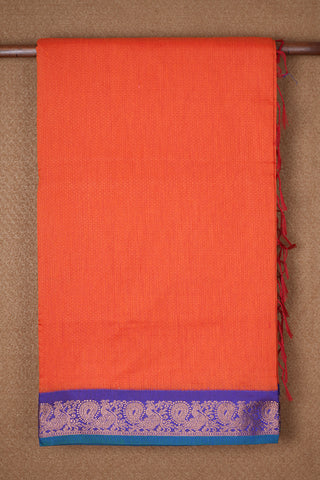 Self Jacquard Design Bright Orange Kalyani Cotton Saree