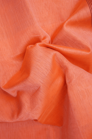 Self Stripes Design Orange Traditional Silk Cotton Saree