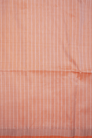 Self Stripes Design Pastel Orange Soft Silk Saree