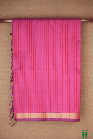 Self Stripes Design Punch Pink Soft Silk Saree