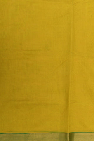 Self Stripes With Zari Border Melon Yellow Silk Cotton Saree