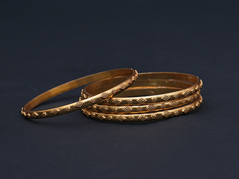 Set Of 4 Work Gold Plated Pure Silver Bangles