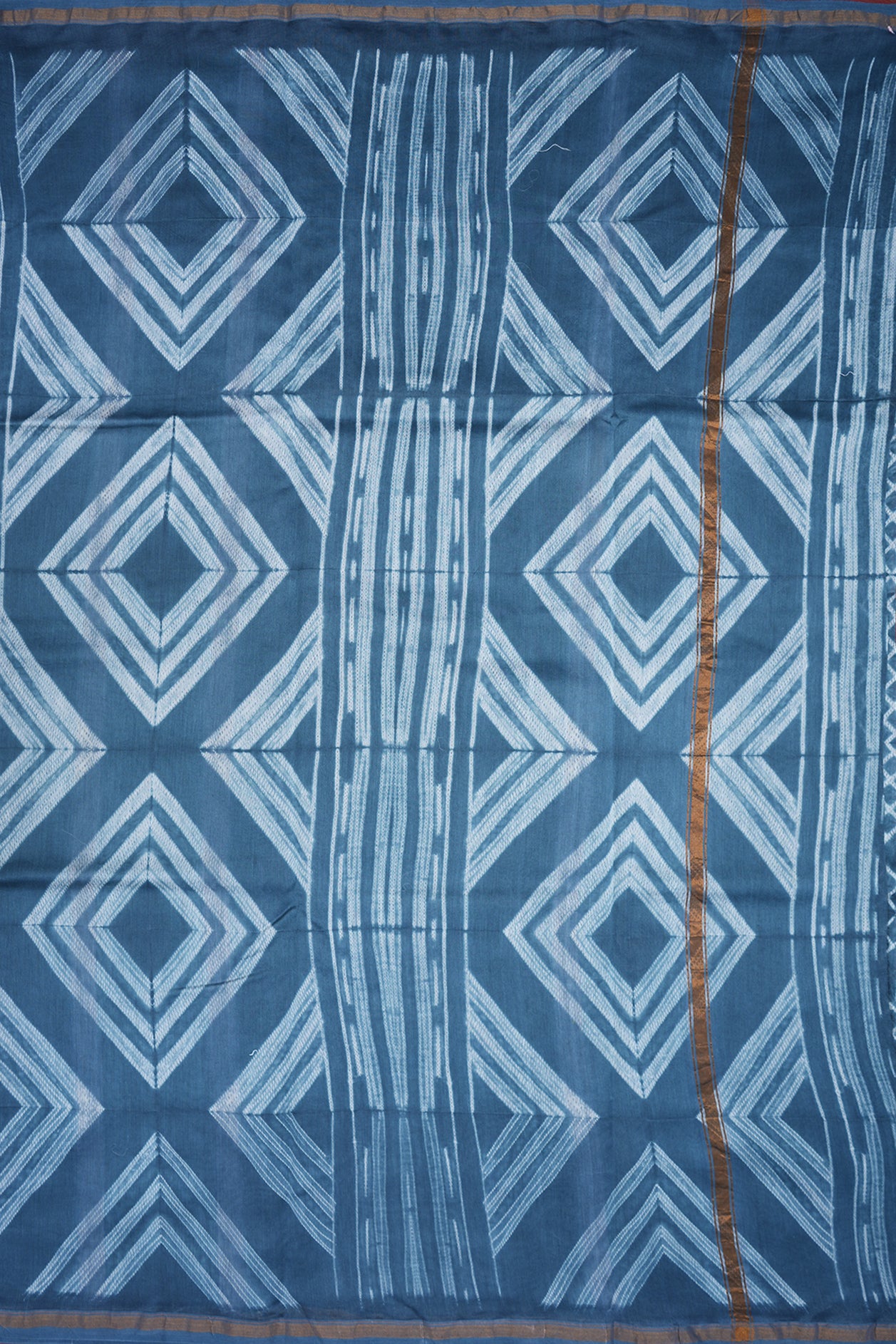 Shibori Design Aegean Blue Chanderi Silk Cotton Saree