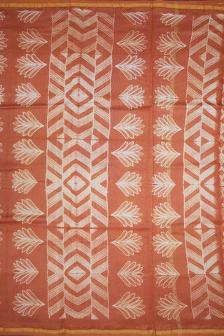 Shibori Design Dusty Orange Chanderi Silk Cotton Saree