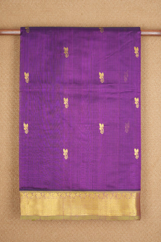 Allover Floral Buttas with Chevron Design Border Purple Silk Cotton Saree