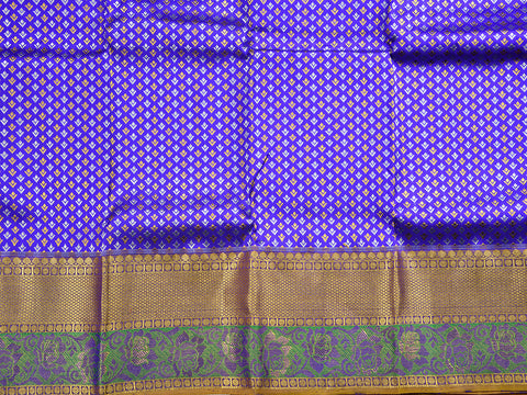 Silver And Gold Zari Big Border Royal Blue Kanchipuram Silk Pavadai Sattai
Material