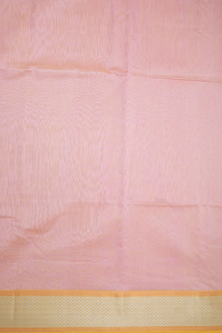 Silver And Copper Zari Border Pastel Pink Maheswari Silk Cotton Saree