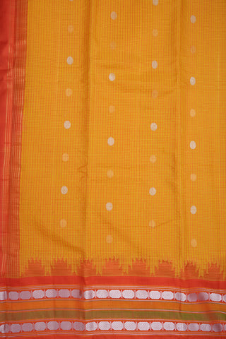 Rudraksh Zari Motifs Saffron Yellow Gadwal Linen Silk Saree