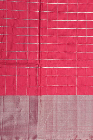 Silver Zari Bavanchi Border In Checks Pink Soft Silk Saree
