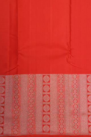 Silver Zari Big Border In Plain Crimson Red Kanchipuram Silk Saree