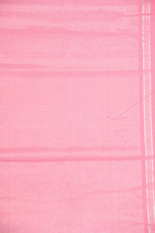 Silver Zari Border In Plain Pink Mangalagiri Cotton Saree