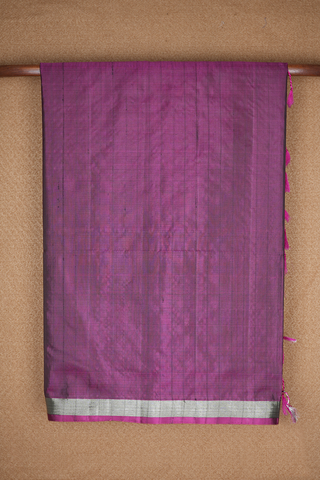 Silver Zari Border Plain Plum Purple Soft Silk Saree