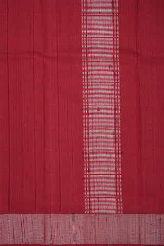 Silver Zari Border Scarlet Red Silk Dhoti