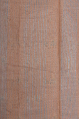 Embroidered Geometric Pattern Peach Orange Semi Kota Cotton Saree