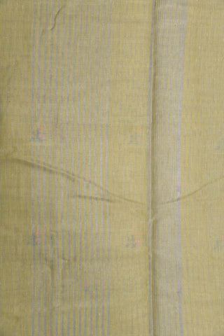 Silver Zari Border With Embroidered Geometric Pattern Soft Yellow Semi Kota Cotton Saree