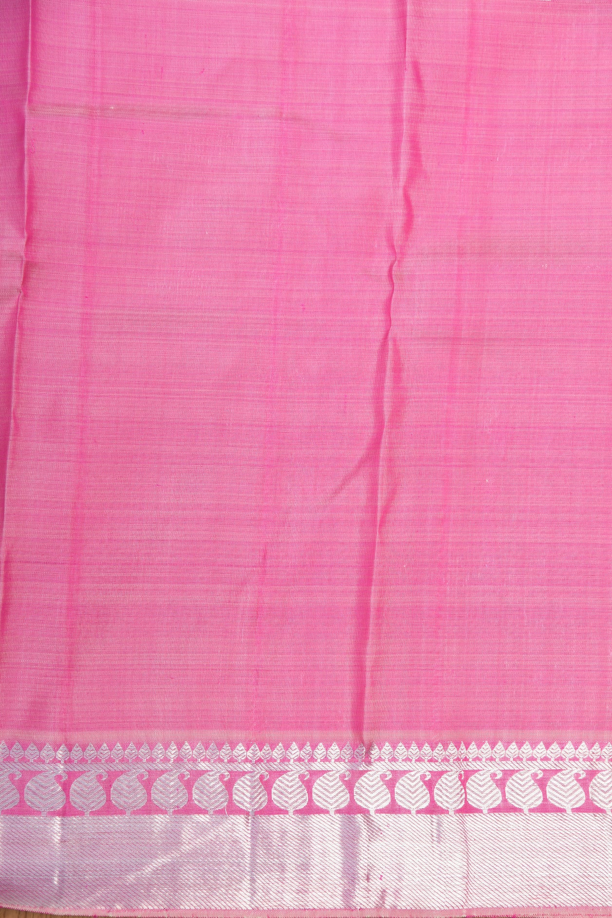 Silver Zari Brocade Rose Pink Kanchipuram Silk Saree