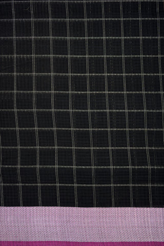 Silver Zari Chevron Pattern Black Mangalagiri Cotton Saree
