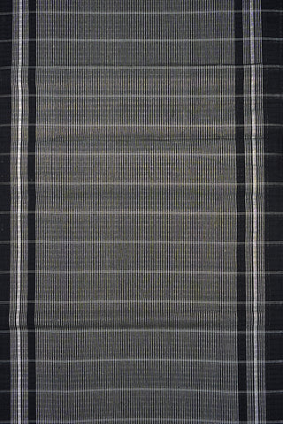 Silver Zari Chevron Pattern Black Mangalagiri Cotton Saree