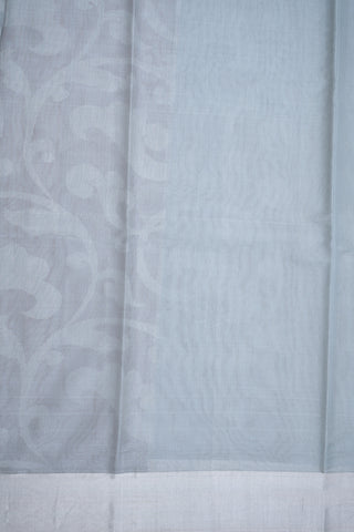 Silver Zari Floral Design Grey Kora Tussar Handloom Saree