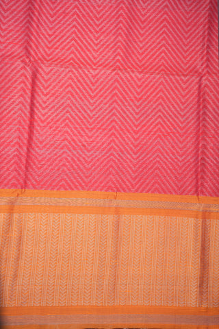 Silver Zari Design Hot Pink And Orange Raw Silk Dupatta