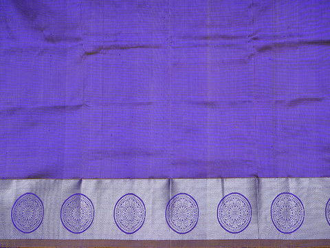 Silver Zari Floral Border With Paisley Motifs Royal Blue Pavadai Sattai Material