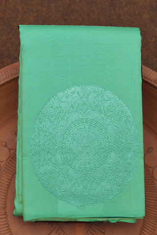 Silver Zari Mandala Motif Mint Green Kanchipuram Silk Saree