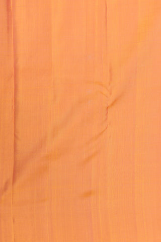 Silver Zari Mandala Motif Peach Orange Kanchipuram Silk Saree