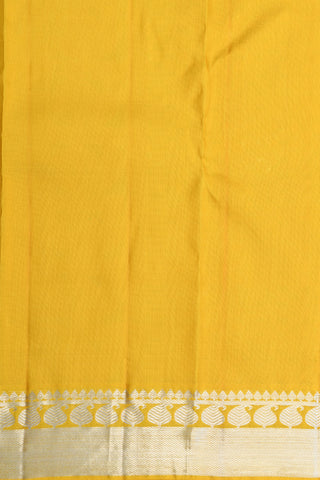 Silver Zari Paisley Border In Brocade Yellow Kanchipuram Silk Saree