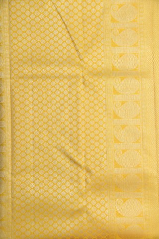 Silver Zari Paisley Border In Brocade Yellow Kanchipuram Silk Saree