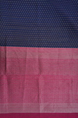 Silver Zari Polka Dots Navy Blue And Pink Raw Silk Dupatta