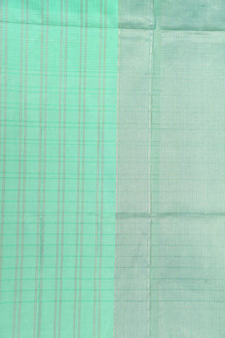 Small Silver Zari Border With Monochrome Stripes Mint Green Soft Silk Saree