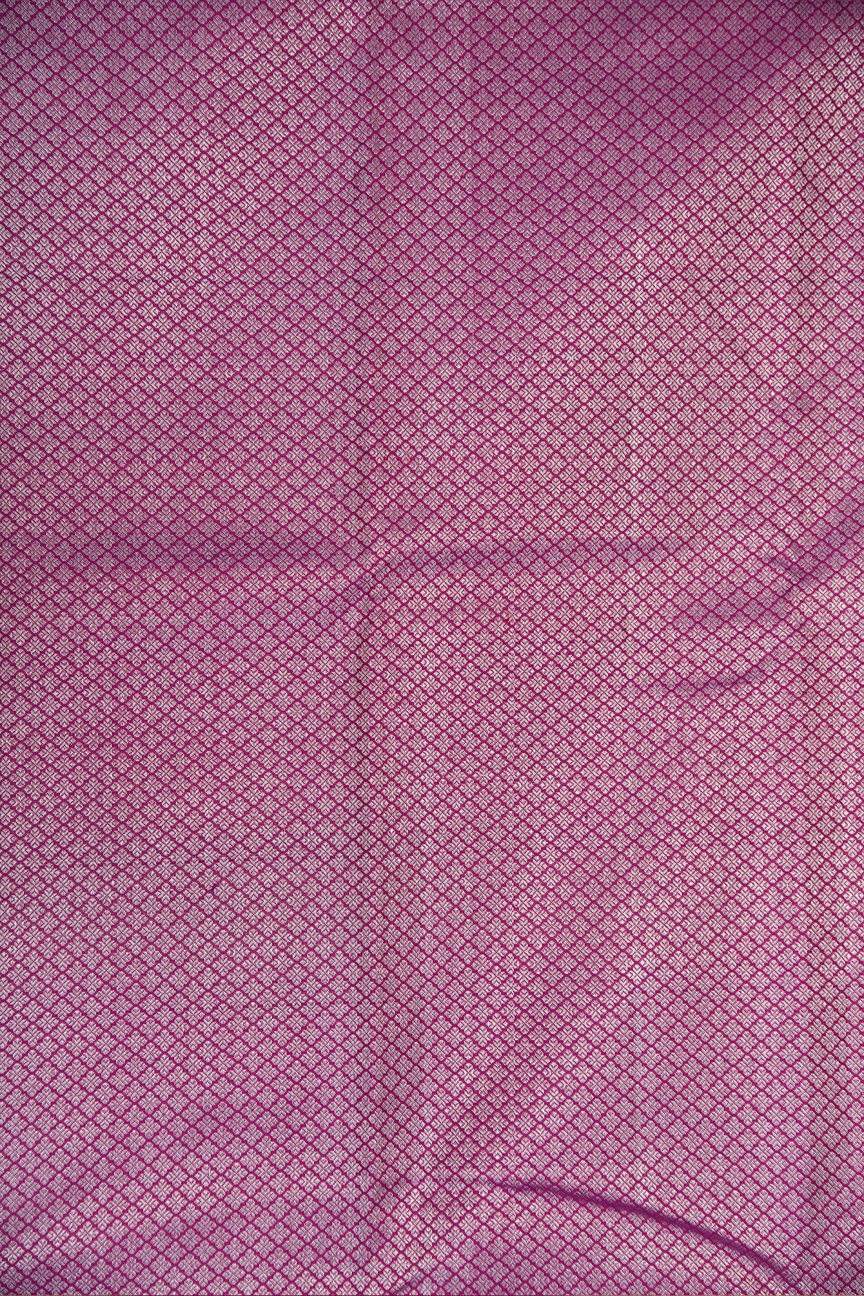 Silver Zari Square Box Floral Design Magenta Purple Kanchipuram Silk Saree