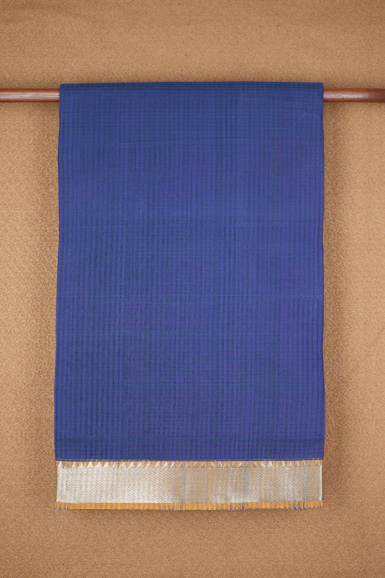 Silver Zari Twill Weave Border Royal Blue Mangalagiri Cotton Saree