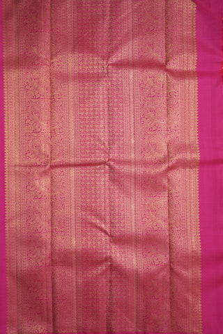 Silver Zari Vanasingaram Design Pink Kanchipuram Silk Saree