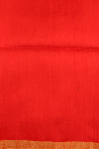 Small Bavanchi Border Plain Scarlet Red Raw Silk Saree