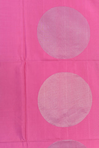 Silver Zari Circle Buttas Cream And Pink Soft Silk Saree