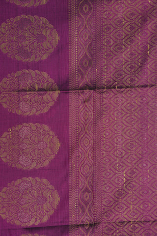 Small Bavanchi Border With Thread Work Butta Purple Soft Silk Saree
