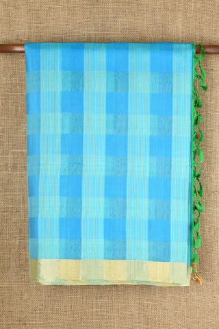 Small Bavanchi Border With Thread Work Stripes Sky Blue Soft Silk Saree