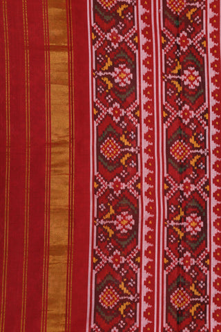 Small Border In Geometric Pattern Red Patola Silk Saree