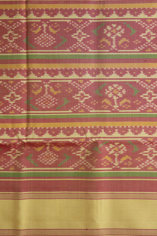 Small Border In Ogee Pattern Cream Color Patola Silk Saree