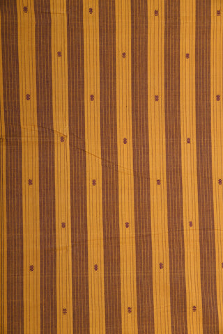 Small Border In Thread Work Buttis Mustard Yellow Venkatagiri Cotton Saree