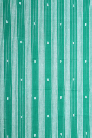 Small Border In Thread Work Buttis Pine Green Venkatagiri Cotton Saree