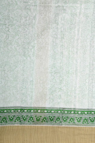 Small Border With Floral Printed Off White Maheswari Silk Cotton Saree