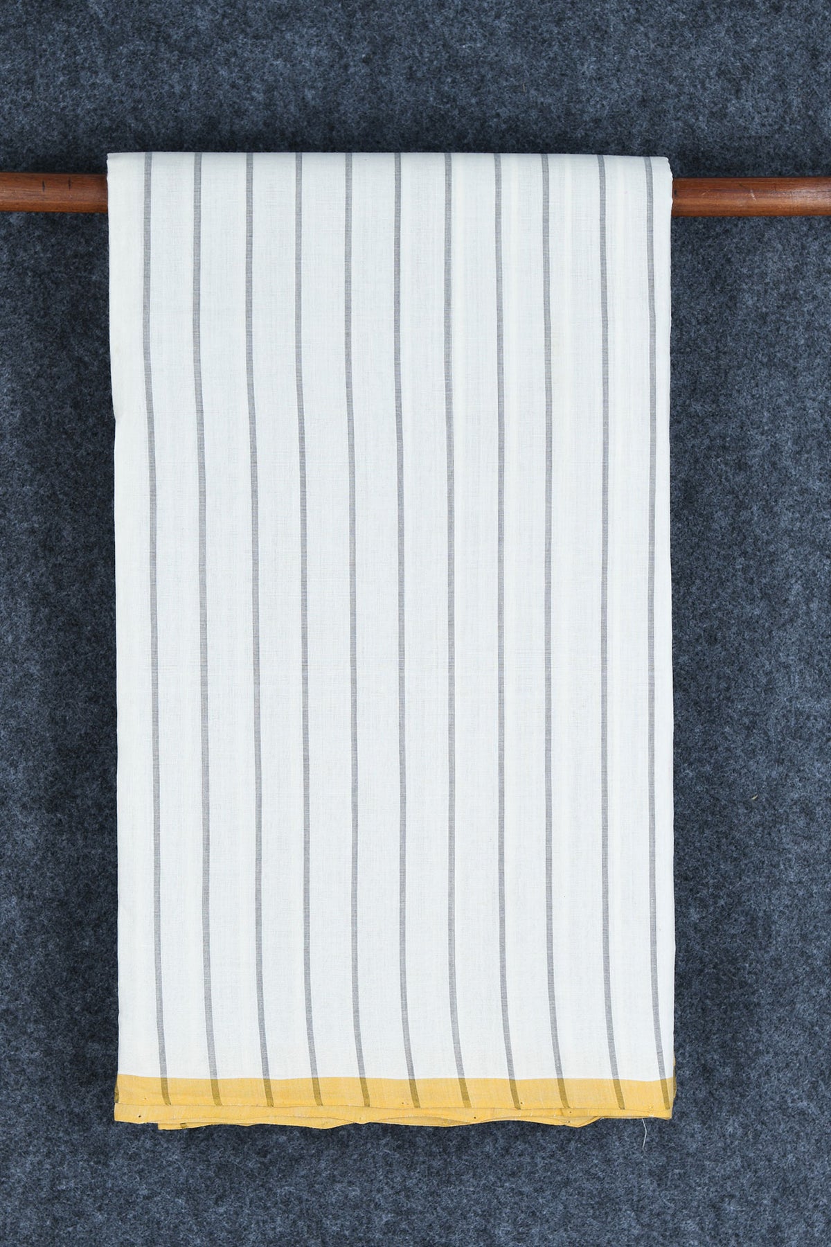 Small Border With Monochrome Stripes White Hand Spun Cotton Saree
