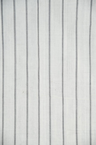 Small Border With Monochrome Stripes White Hand Spun Cotton Saree