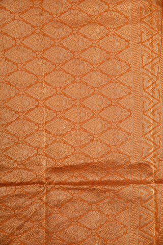 Small Border With Paisley Zari Motif Rust Orange Semi Kora Silk Cotton Saree