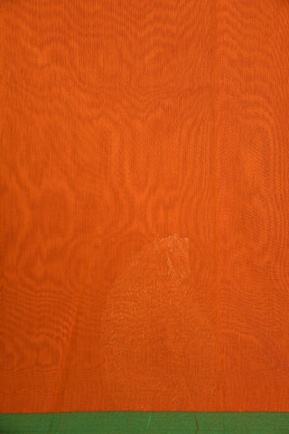 Small Border With Paisley Zari Motif Rust Orange Semi Kora Silk Cotton Saree
