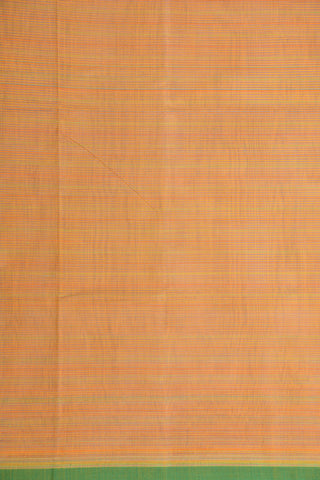 Small Border With Stripes Peach Orange Coimbatore Cotton Saree