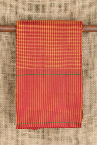Vertical Stripes Border With Small Checks Maroon And Mustard Koorainadu Cotton Saree