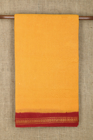 Small Contrast Zari Border In Plain Yellow Sungudi Cotton Saree